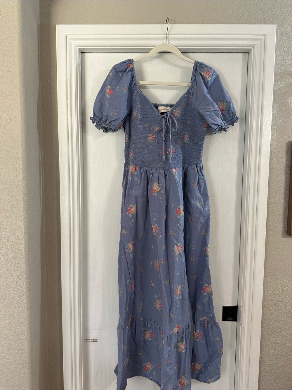 Universal Thread Blue Floral Maxi Dress with Pink Accent